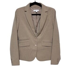 New York & Company Soft Minimalist Blazer Women's 8 Neutral Granola‎ Girl Indie